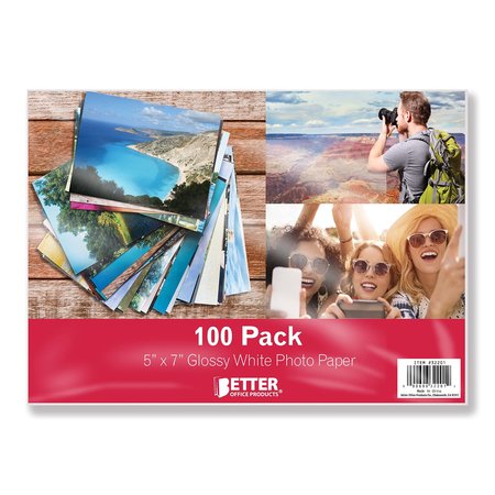 BETTER OFFICE PRODUCTS Premium Glossy Photo Paper, 5 x 7 Inch, 100 Sheets, 200gsm, 100PK 32201